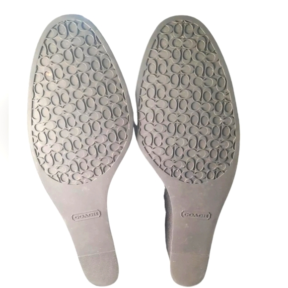 COACH Jonie Sz 9M Black Suede & Shearling Wedge Knee-High Monogram  Boots In EUC - Picture 5 of 6